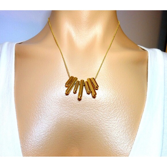 Via Saviene Aurum Small Bib Necklace Gold Plated Brass Excellent MCM - Picture 2 of 7